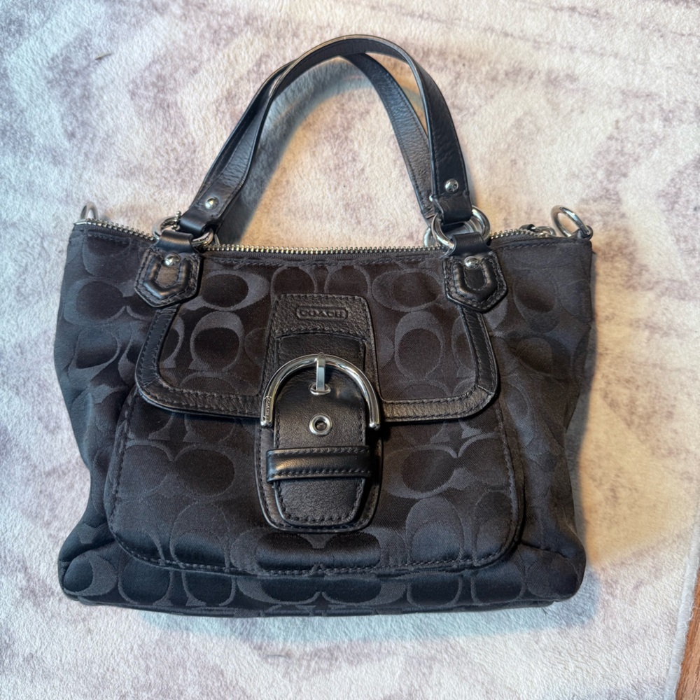 Small Coach Black Satchel with Signature Design - Picture 2 of 6